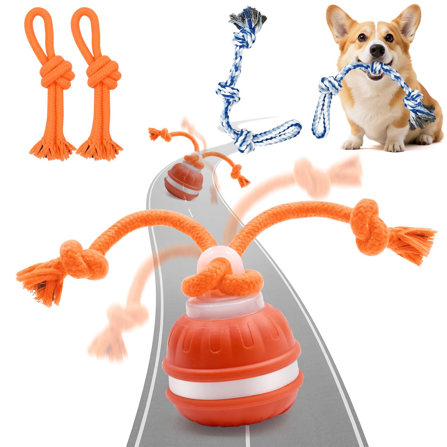 Henyopet interactive ball front view for small dogs, durable fun and mental stimulation