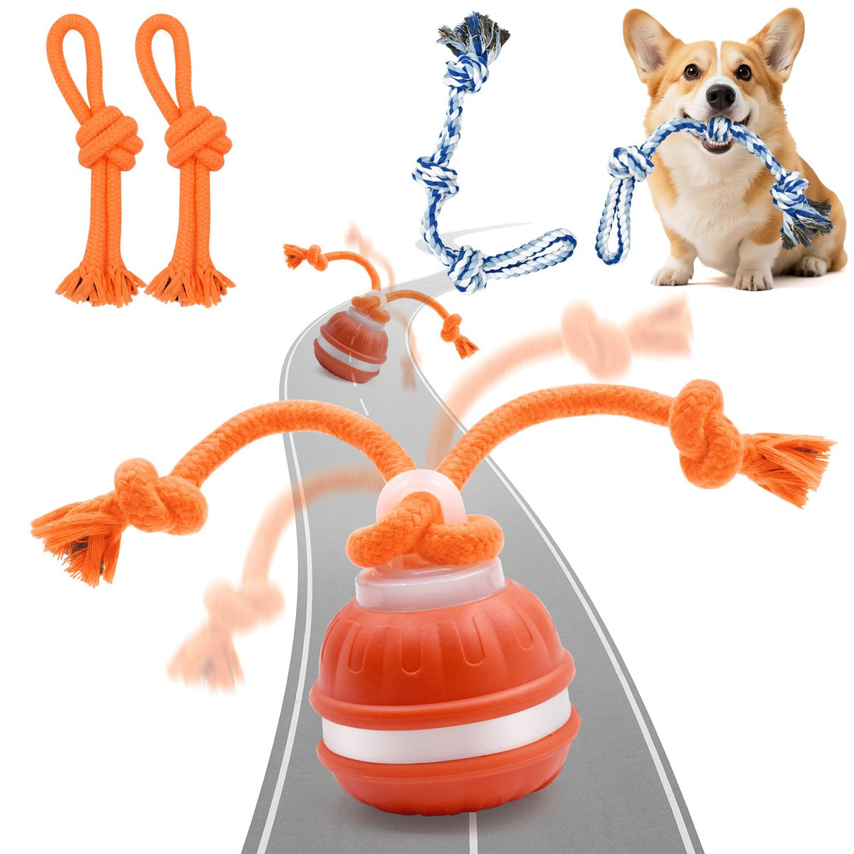 Henyopet interactive ball front view for small dogs, durable fun and mental stimulation