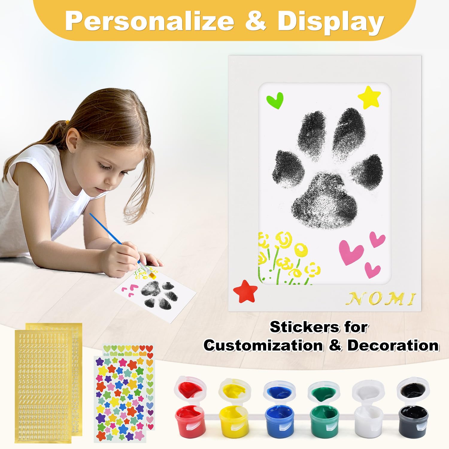 Henyopet safety-formula inkless kit shown as skin-friendly for pets and babies.