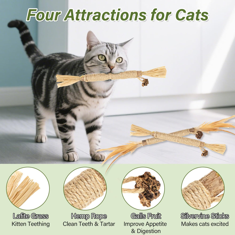 Henyopet Silvervine Sticks catnip bag emphasizes extended chewing and calming aroma.