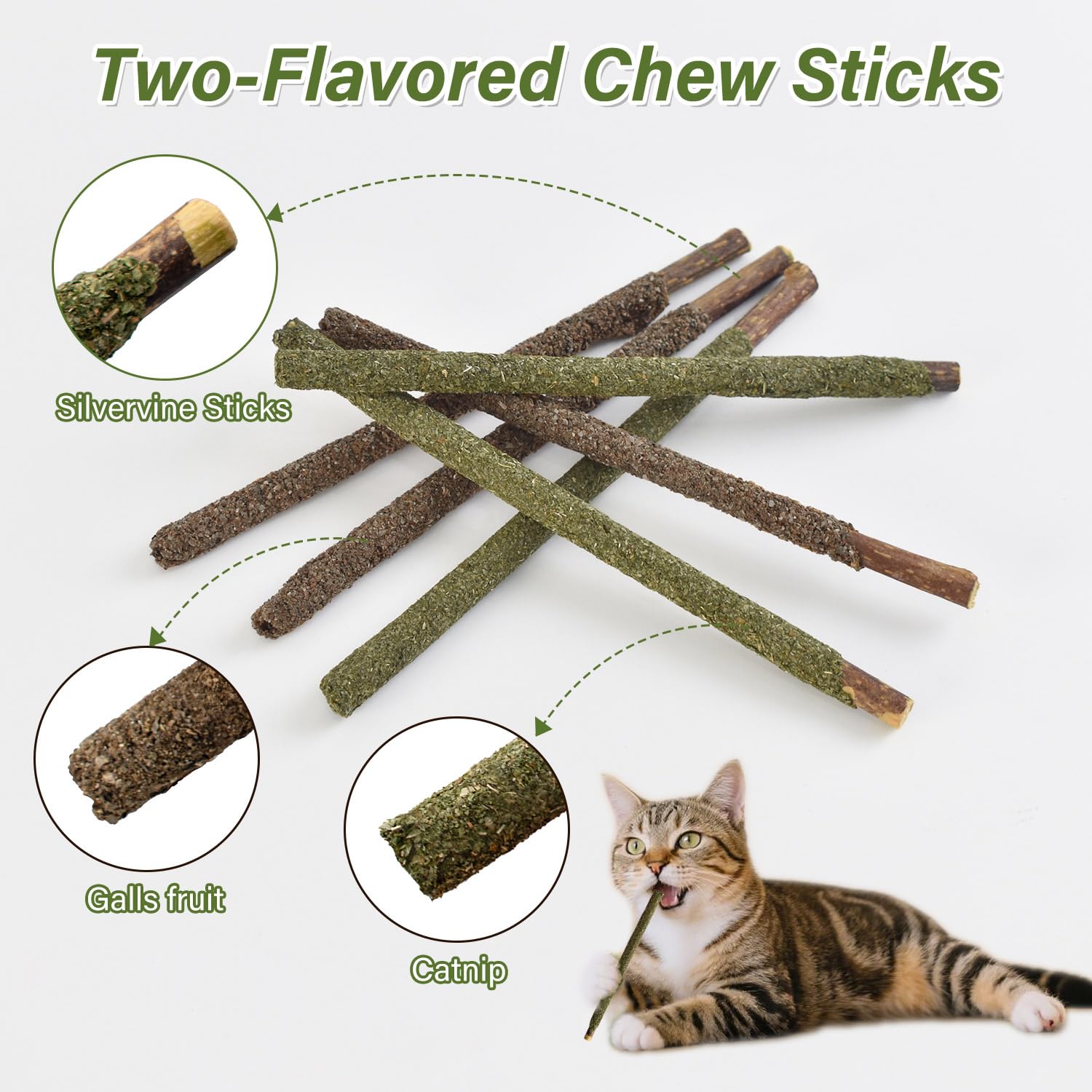 Henyopet Silvervine Sticks contents highlight varied chews for teething and dental-friendly play.