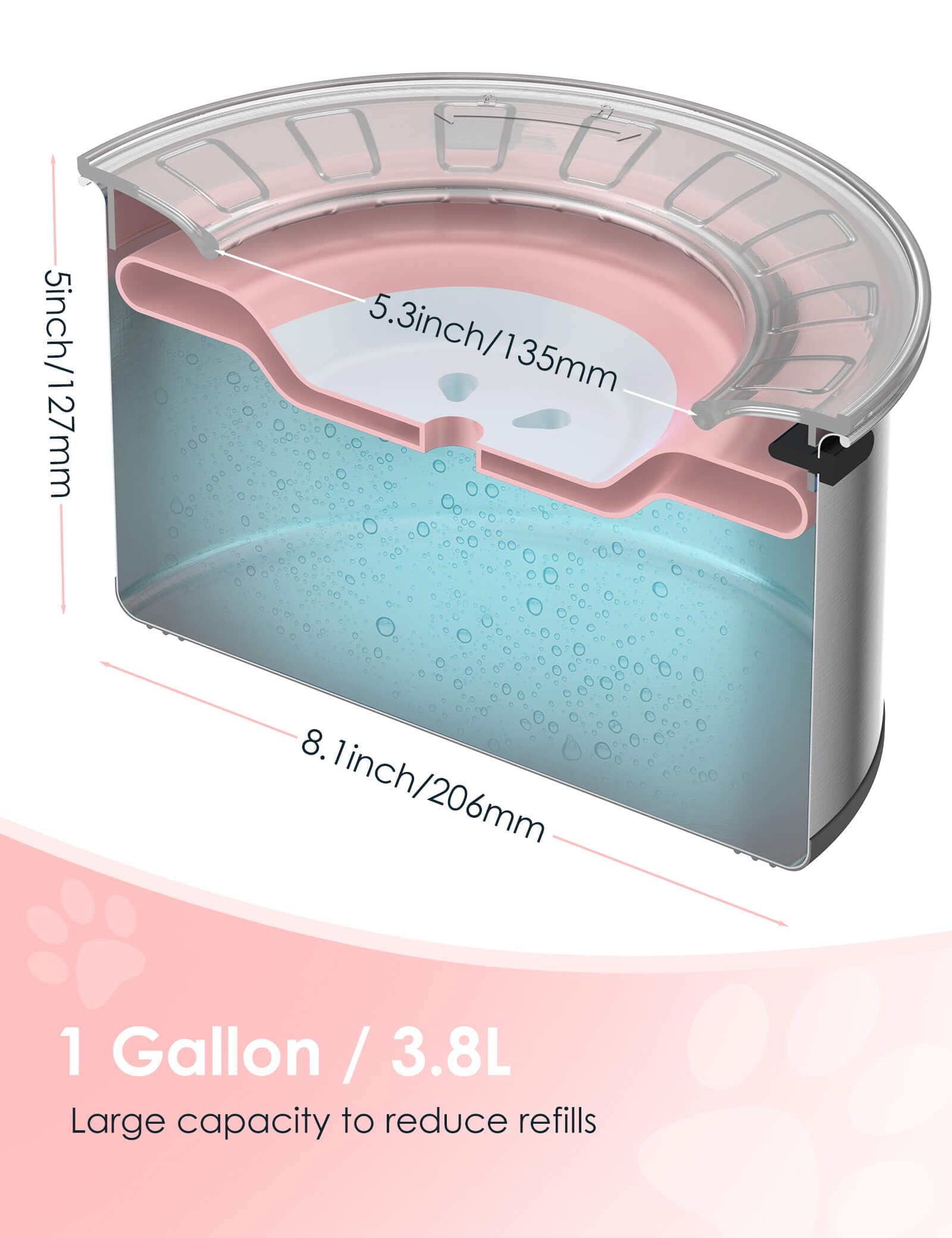 Heouvo 1Gallon bowl with floating disk slows drinking and keeps water clean.