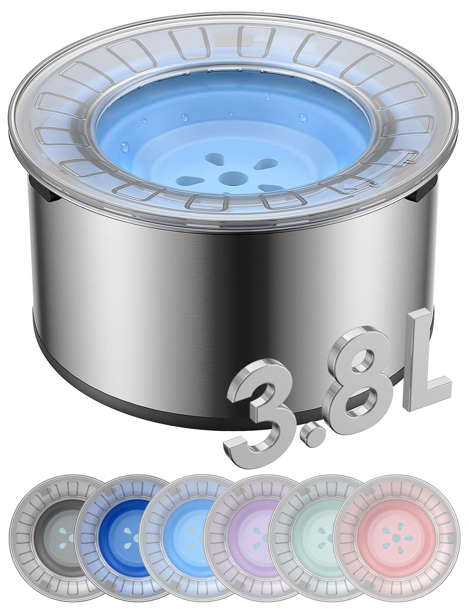 Heouvo 1Gallon water bowl with lid for cleaner floors and reduced splashes