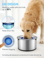 Heouvo floating-disk close-up highlights slow-drinking feature for healthier hydration.