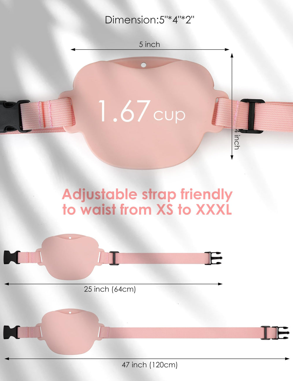 heouvo pink dog treat pouch front view is easy to spot