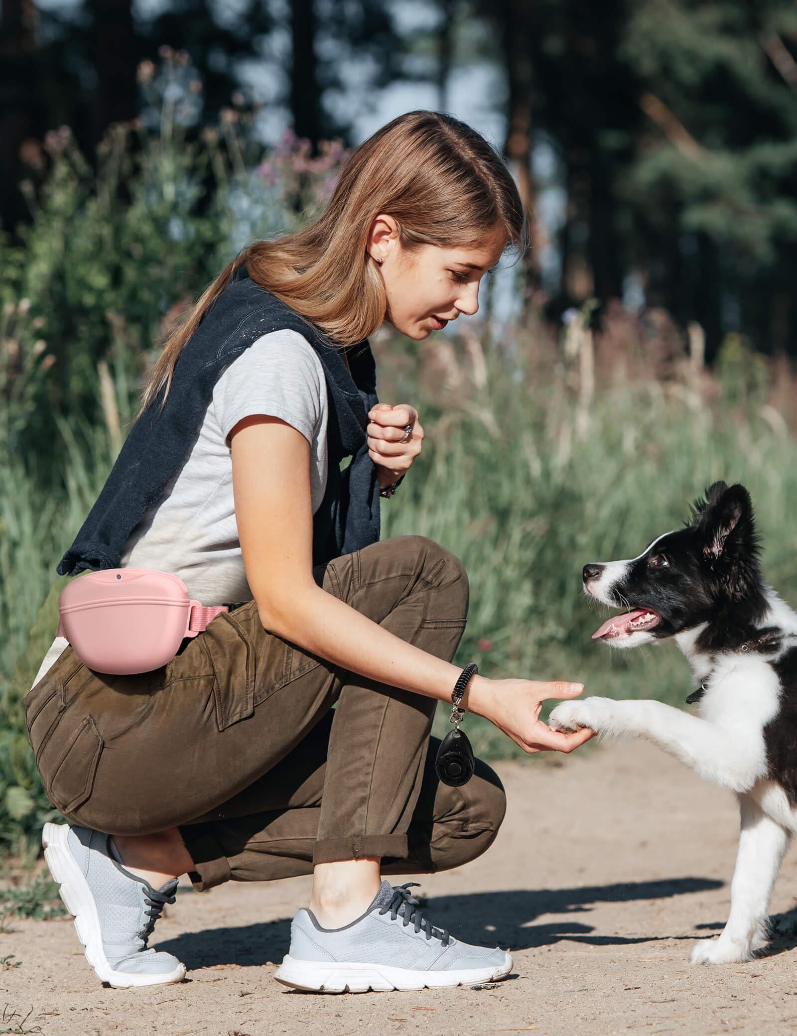 heouvo training clicker kit in use for pet obedience