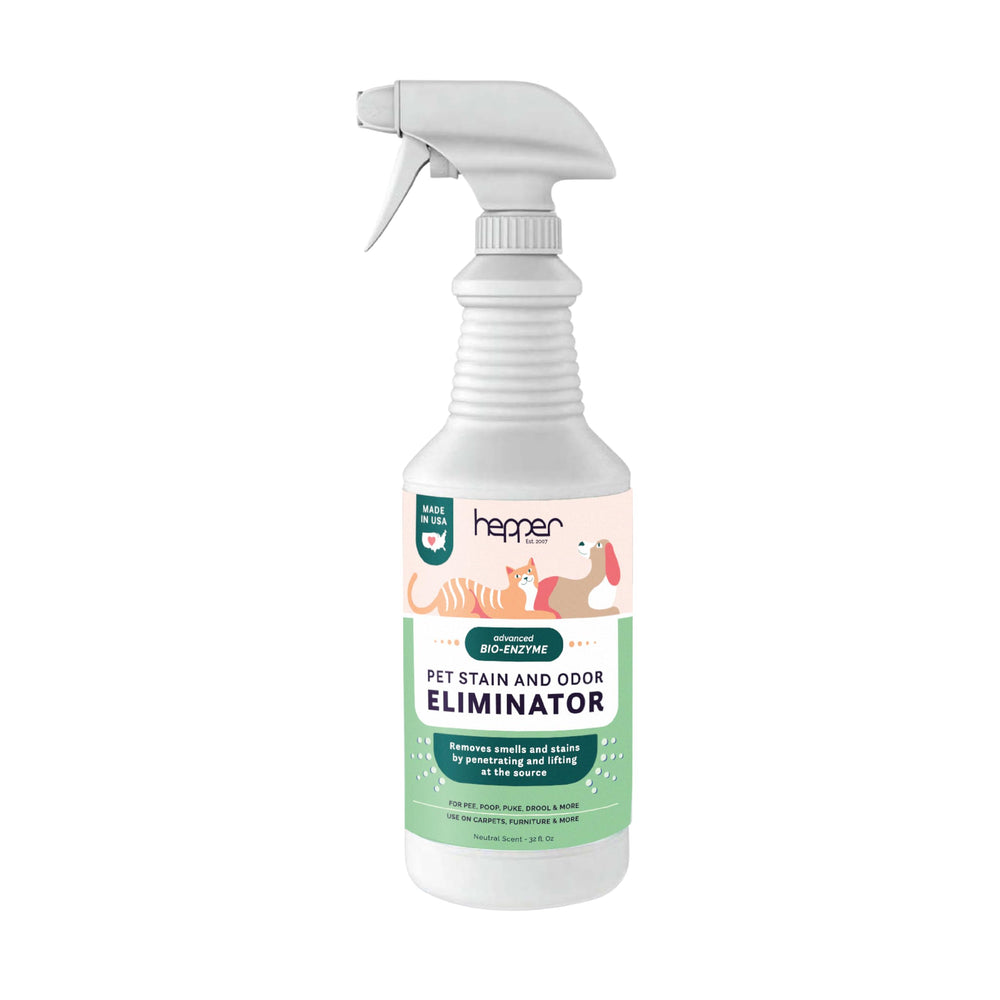 Hepper Advanced Bio-Enzyme Spray bottle front view for family-friendly cleaning