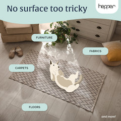 Hepper Advanced Bio-Enzyme Spray applied to cat mess reduces lingering odors