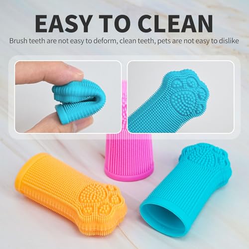 Hera Harmony finger brush in use on a small dog for easy brushing