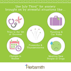 Herbsmith July Third herbal ingredients showcasing chamomile and valerian