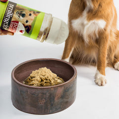 Herbsmith Kibble Seasoning beef over kibble to entice picky eaters.