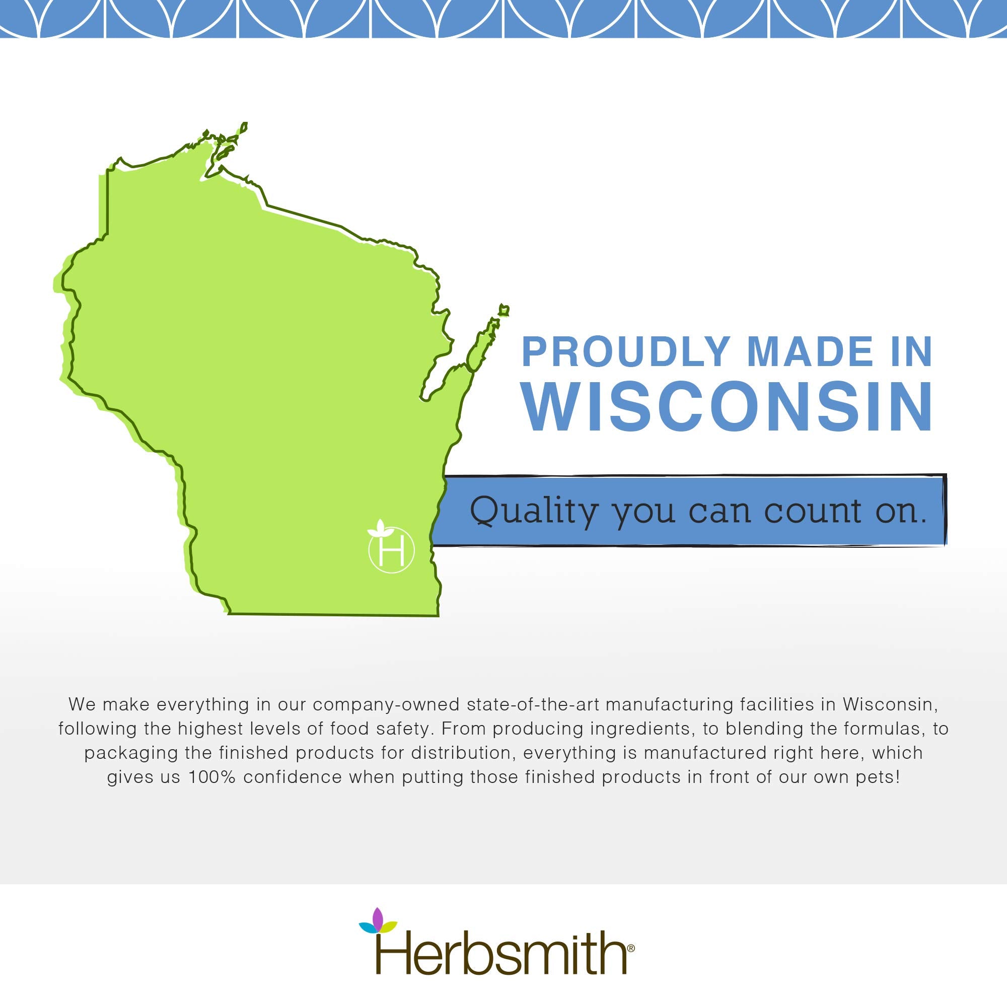 Herbsmith Made in USA Facility – trusted veterinarian-created supplement for pets.