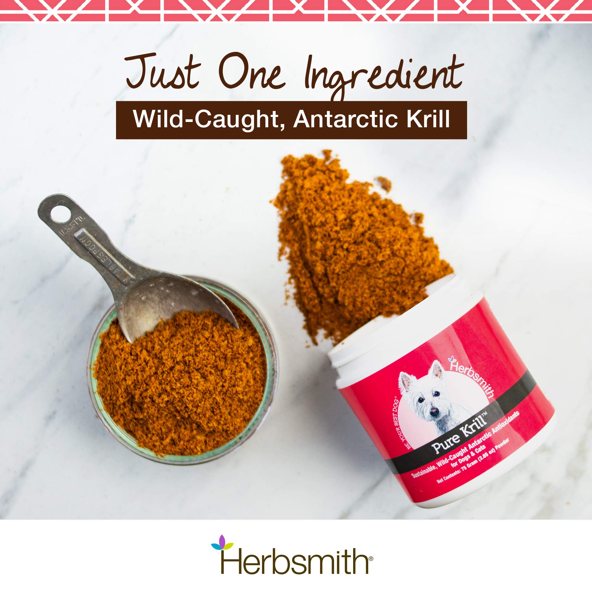 Herbsmith Pure Krill serving scoop shown for easy daily dosing