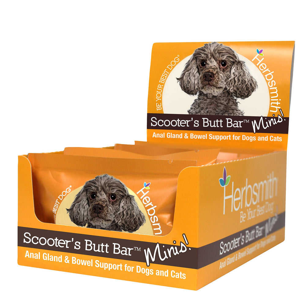 Herbsmith Scooters Butt Bars case pack supporting digestive health for dogs.
