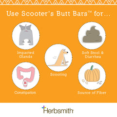 Scooters Butt Bars pumpkin-fiber bars highlighting natural fiber benefits for dogs.