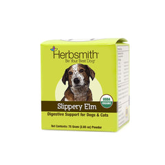 Herbsmith Slippery Elm powder tub front: gentle digestive support for pets