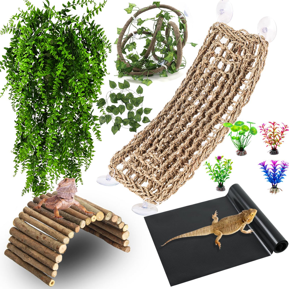 Herccoci bearded dragon hammock – natural seagrass comfort for lounging and hiding.