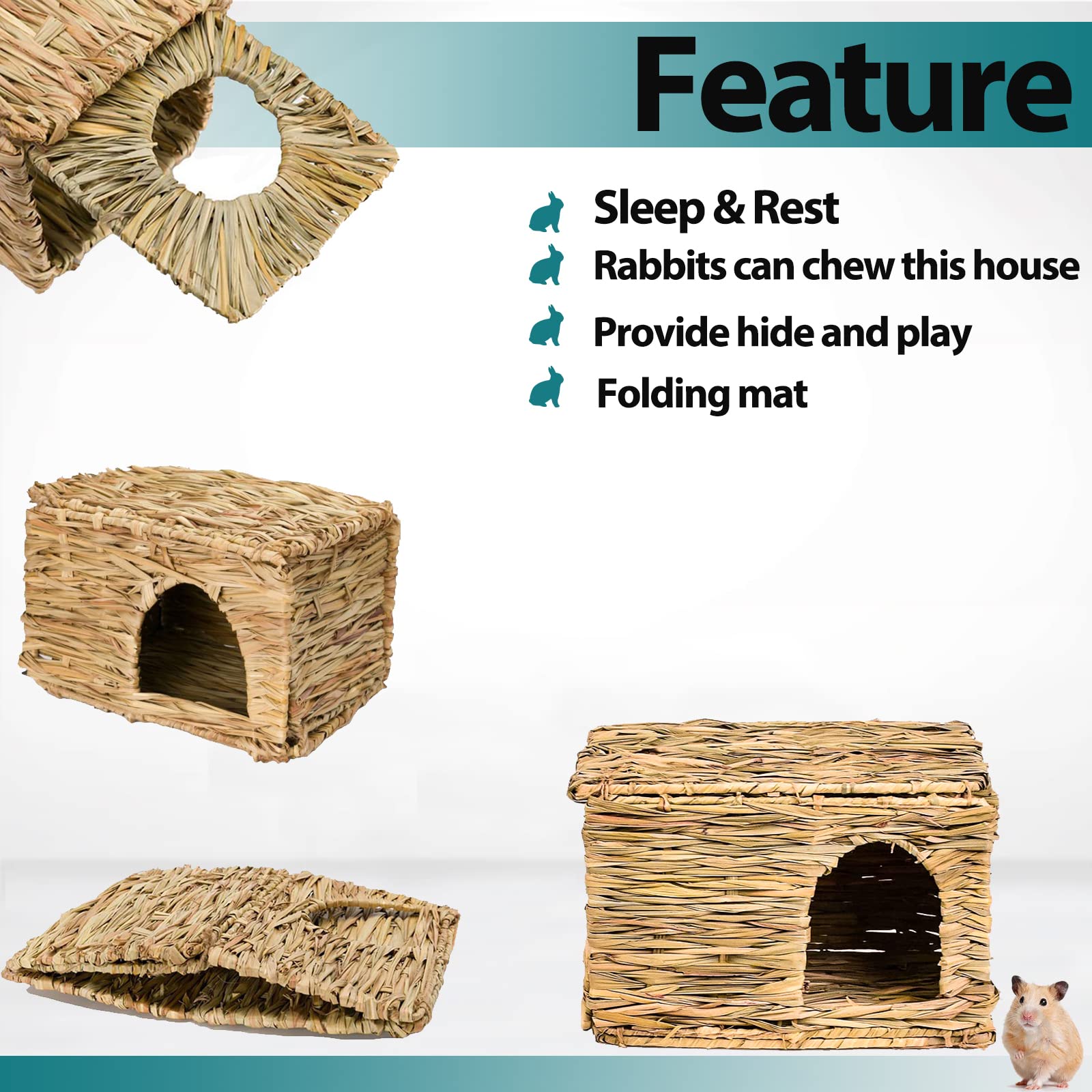 HERCOCCI grass house hidden room provides private retreat for small pets