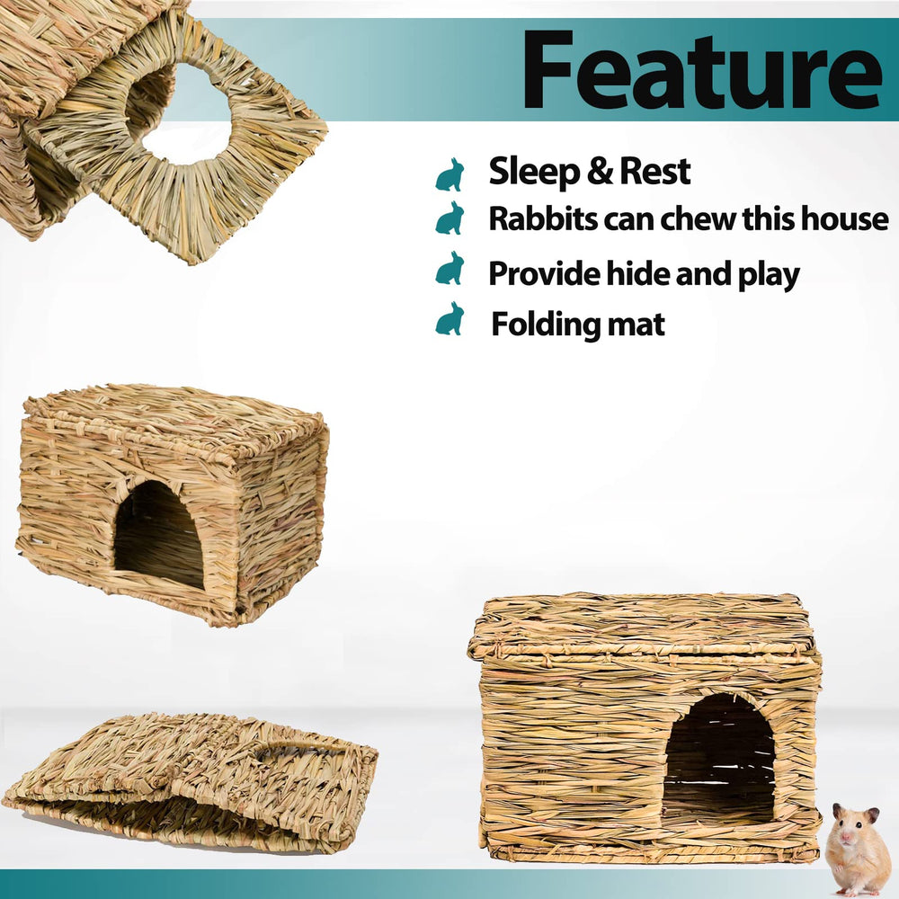 HERCOCCI grass house hidden room provides private retreat for small pets