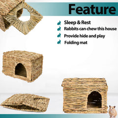 HERCOCCI grass house hidden room provides private retreat for small pets