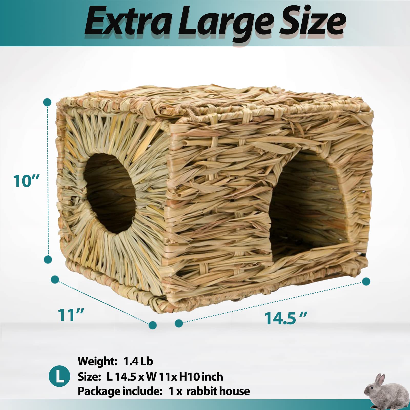 HERCOCCI grass house open view for easy access by small pets