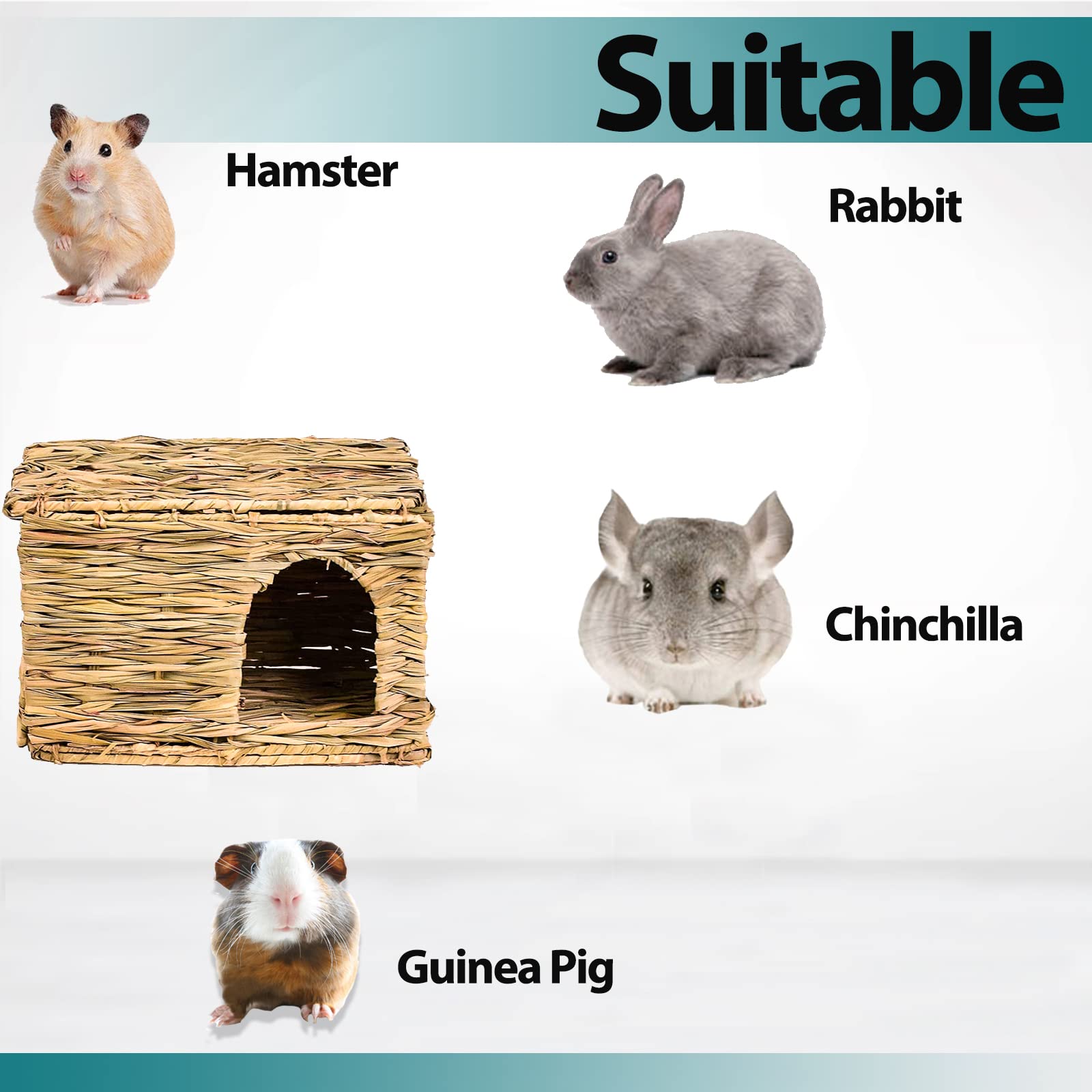 HERCOCCI large grass house suitable for rabbits, guinea pigs, hamsters, chinchillas