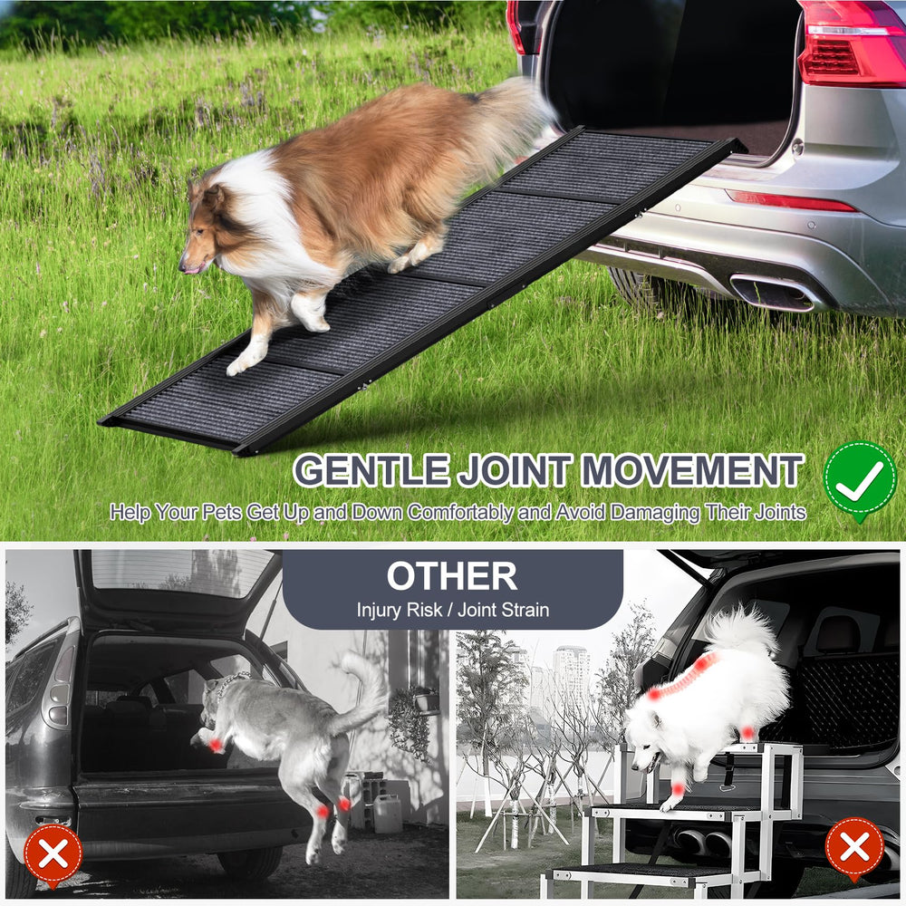 HerCcreta wigge dog ramp non-slip surface improves traction in all weather