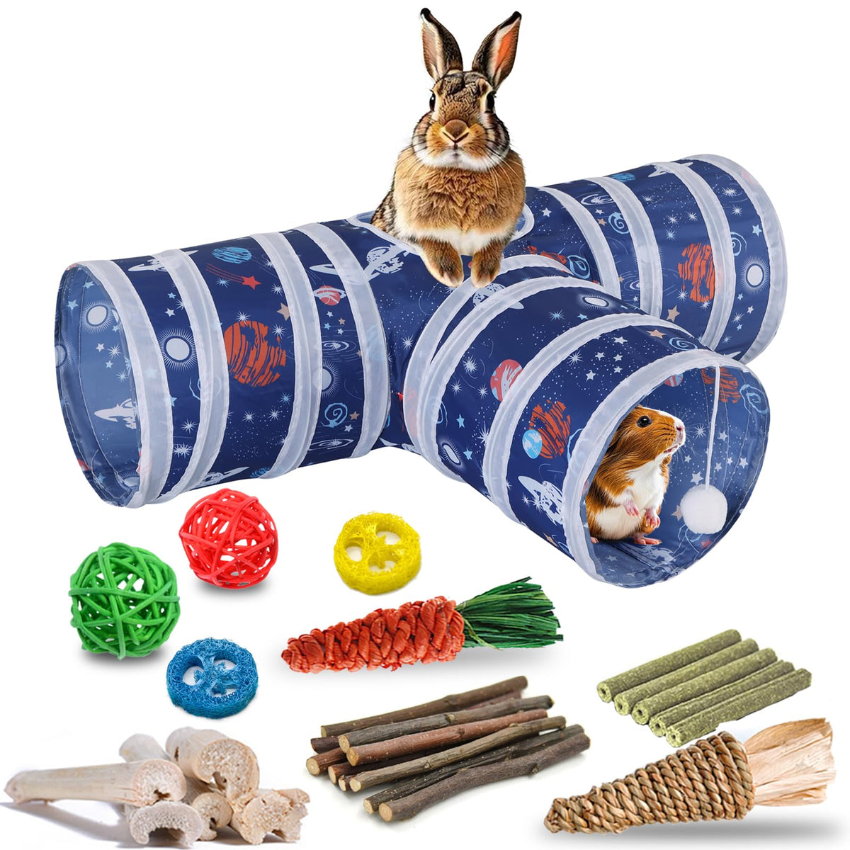 HERCOCCI collapsible rabbit tunnel 3-way for space-saving, versatile play.