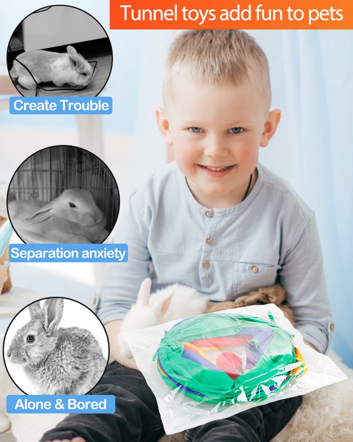 HERCOCCI bunny tunnel folds quickly with elastic band for tidy storage