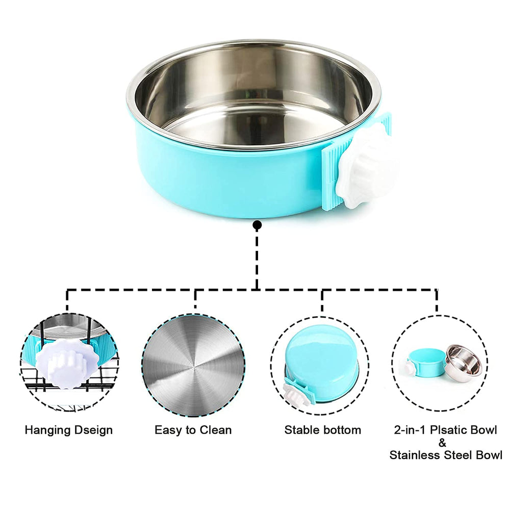 HERCOCCI crate bowl pack of 2 for cages and kennels