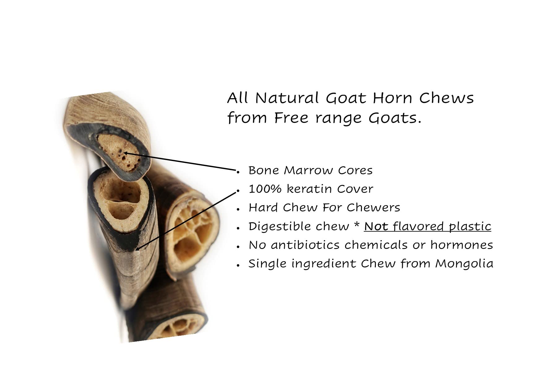 Herders Choice medium goat horn chew provides a satisfying pastime for dogs.
