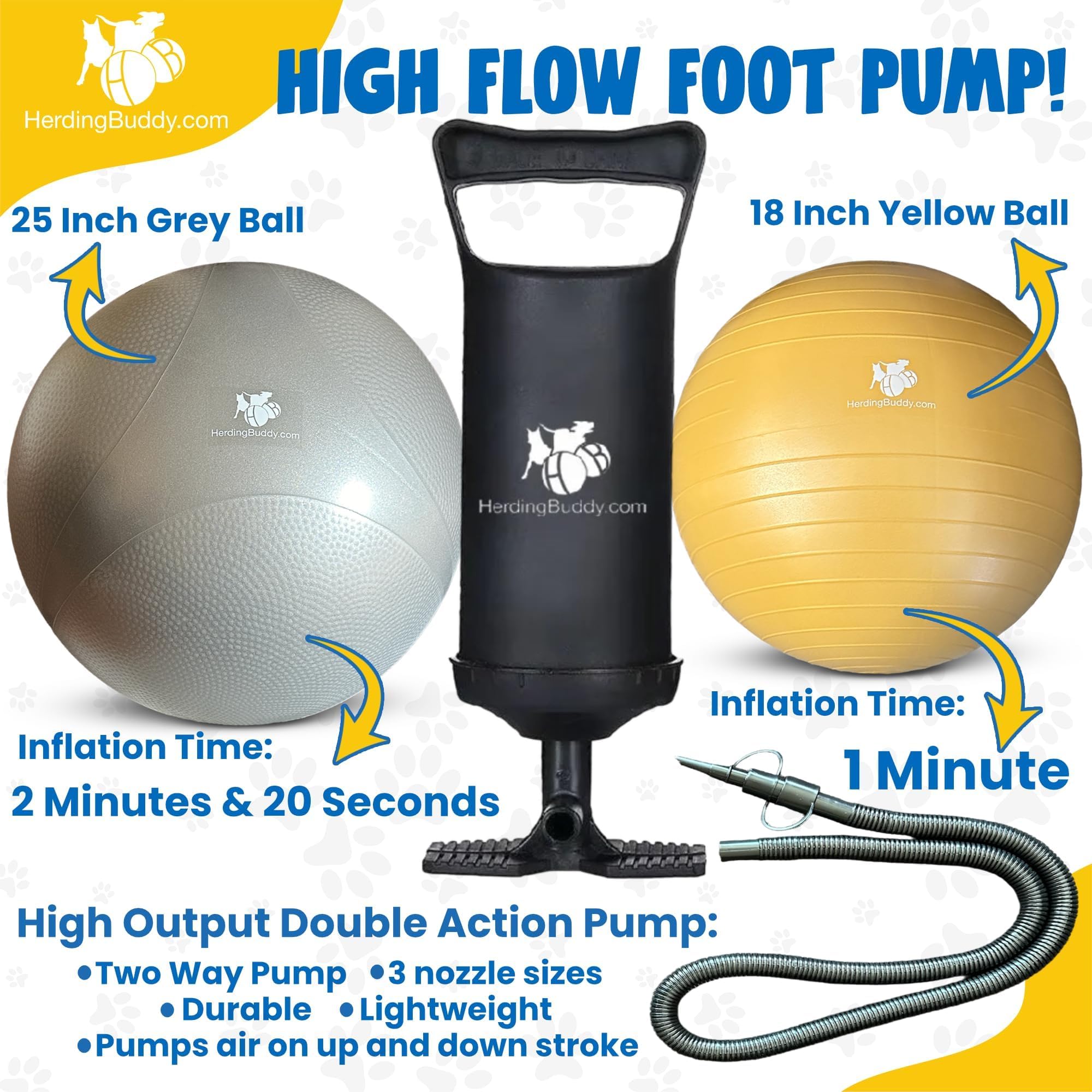 Herding Buddy high-flow pump action closeup demonstrates quick inflation for more fun.