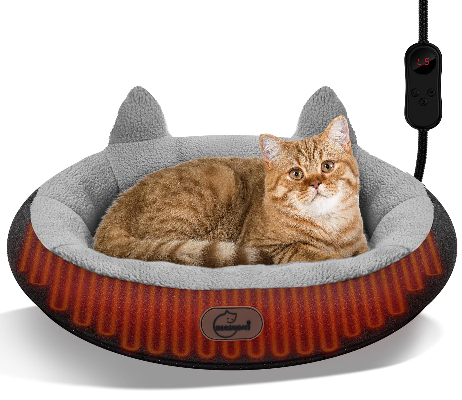 Herehomi heated cat bed donut design for secure, cozy cat naps