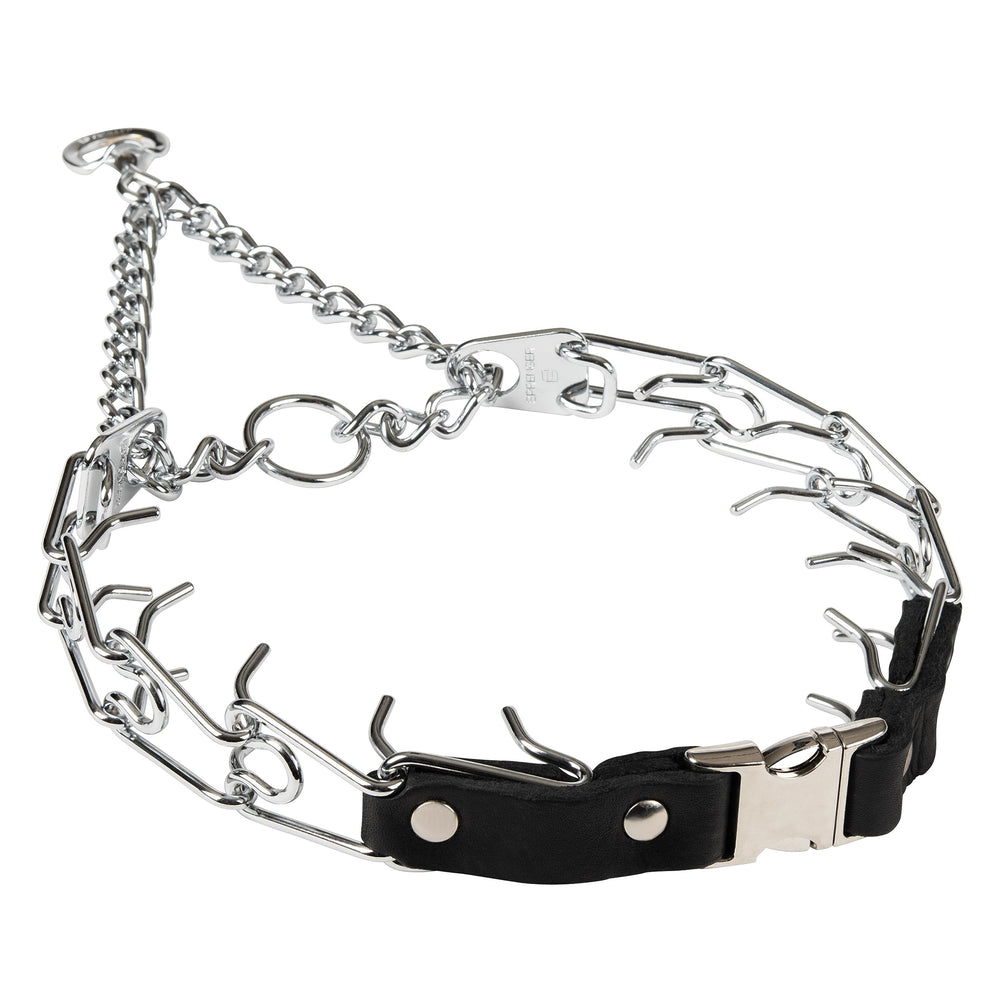 Herm Sprenger 3mm prong collar with quick-release buckle for easy, tangle-free walks.