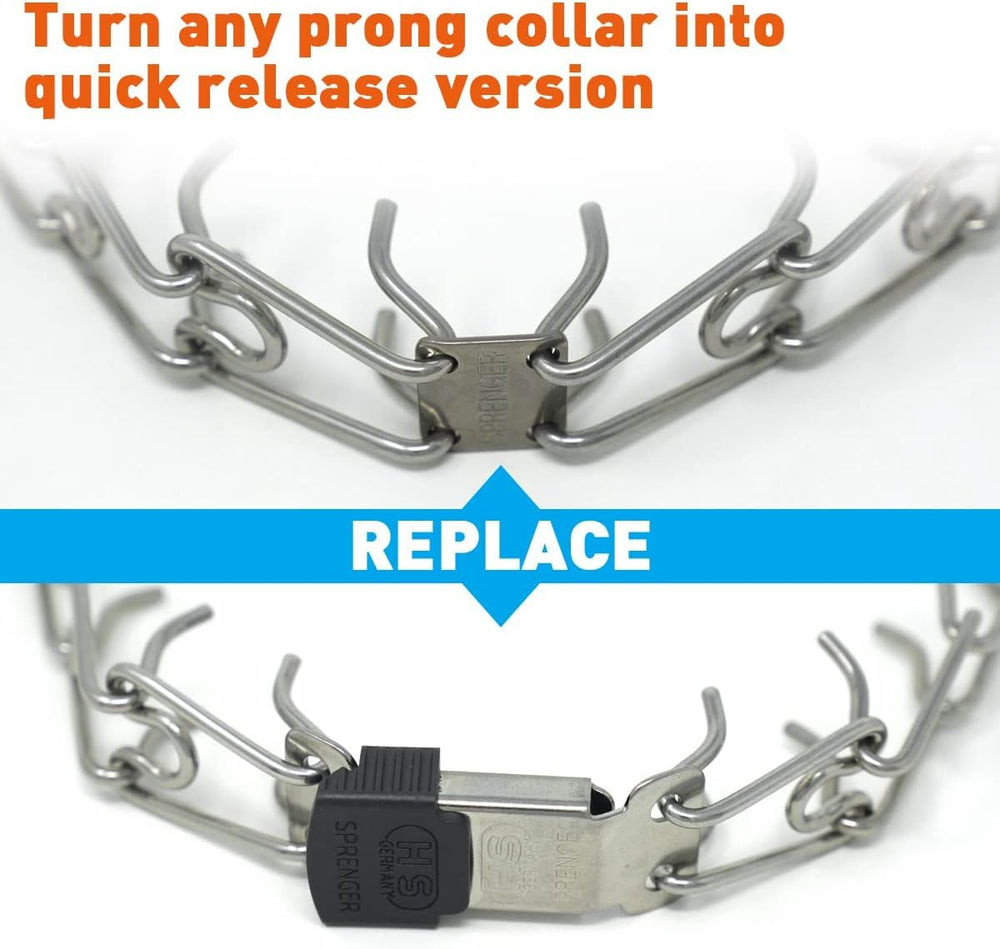 Herm Sprenger buckle audible-click confirms secure closure during training sessions.