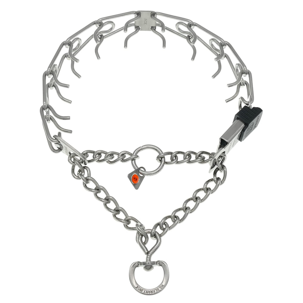 Herm Sprenger center plate with D-ring demonstrates balanced pressure for leash control.
