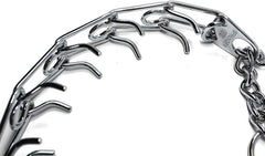 Herm Sprenger chrome-plated collar features a sturdy D-ring for secure lead attachment.