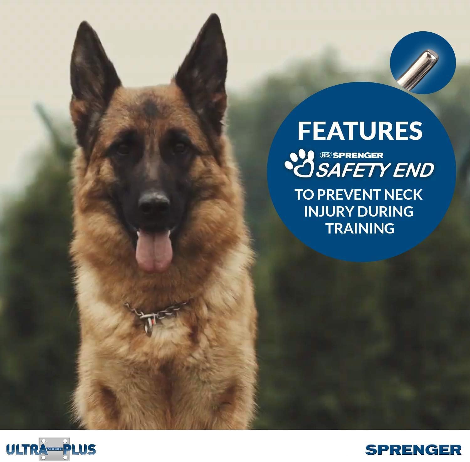 Herm Sprenger chrome plated training collar made in Germany highlights precision engineering.