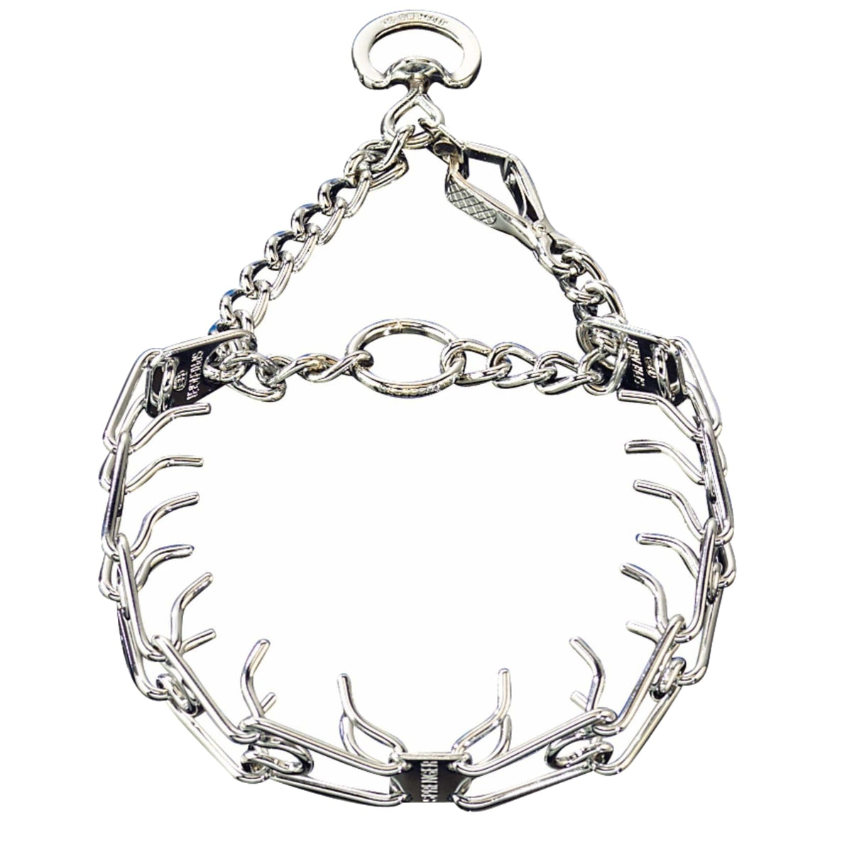 Herm Sprenger chrome-plated training collar with quick-release snap for easy training sessions.