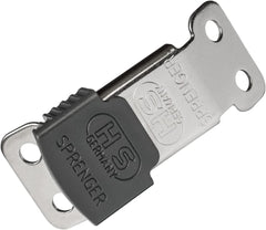 Herm Sprenger ClicLock buckle closeup highlights durable stainless steel for reliable collar performance.