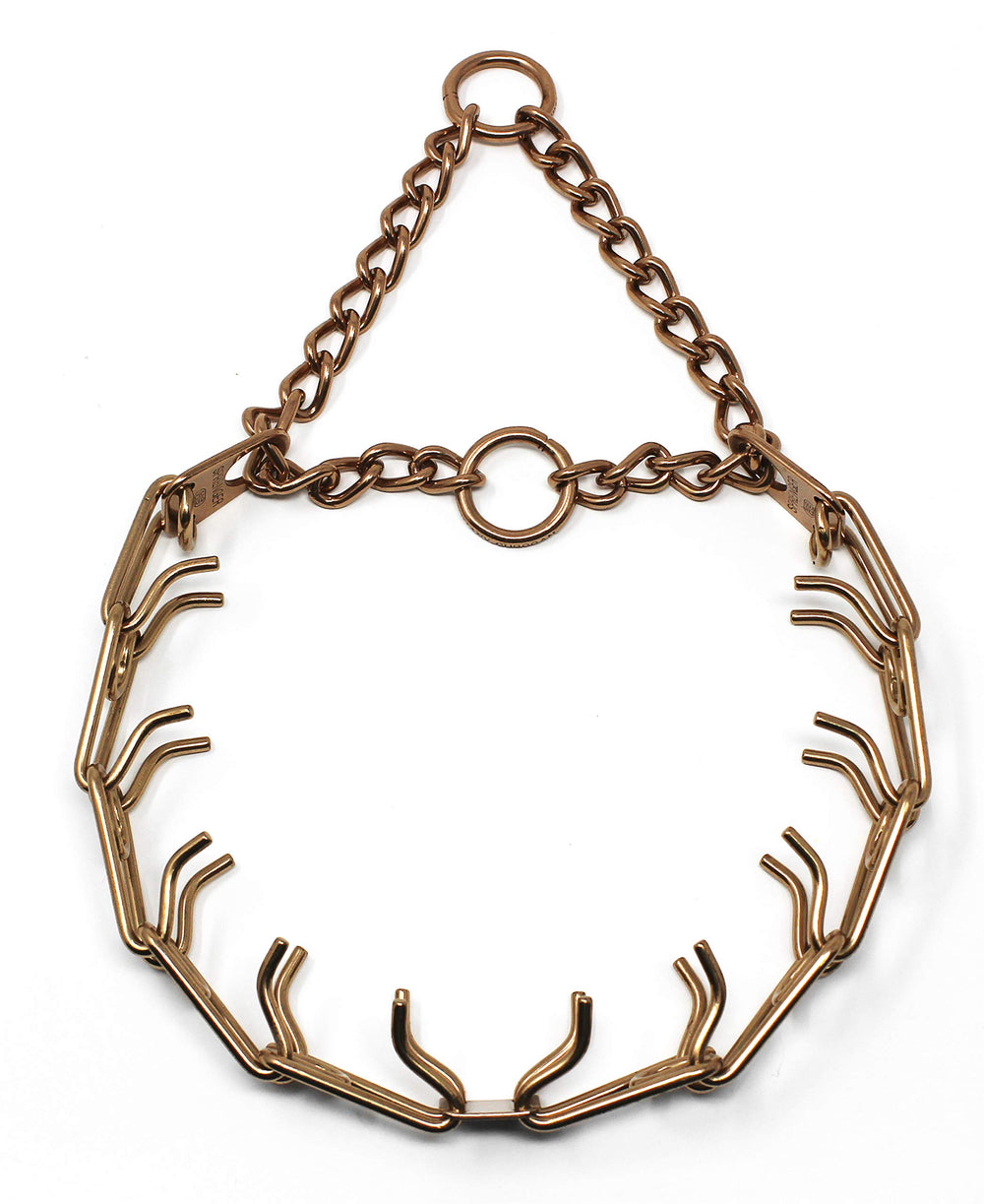 Herm Sprenger Curogan prong collar side view showing balanced training pressure