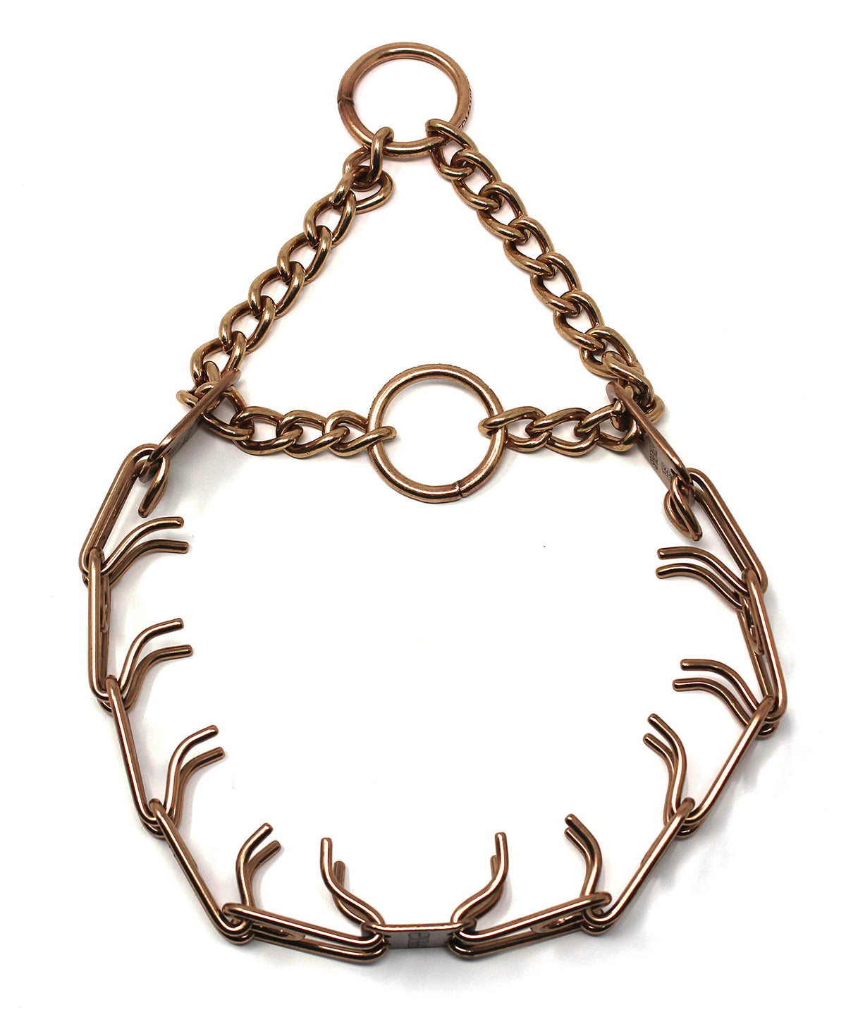 Herm Sprenger Curogan prong collar close-up showing beveled prongs for gentle training