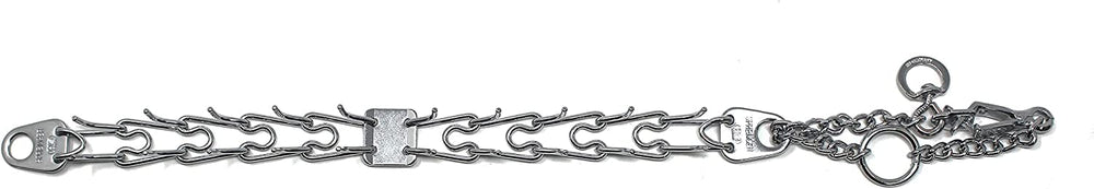 Herm Sprenger interlocking links with blunt prongs provide reliable collar adjustability.