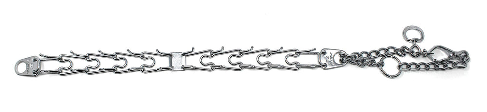Herm Sprenger prong collar beveled prongs detail highlighting comfortable contact.
