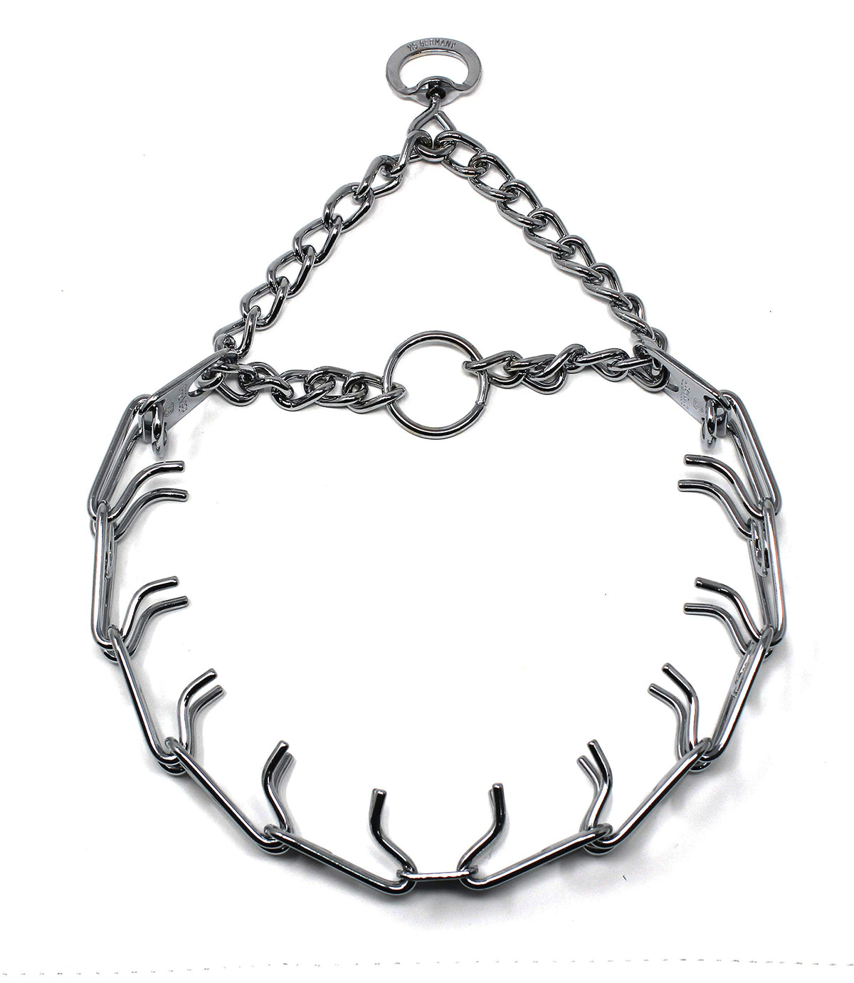 Herm Sprenger prong collar chrome-plated detail highlighting durability for trusted training