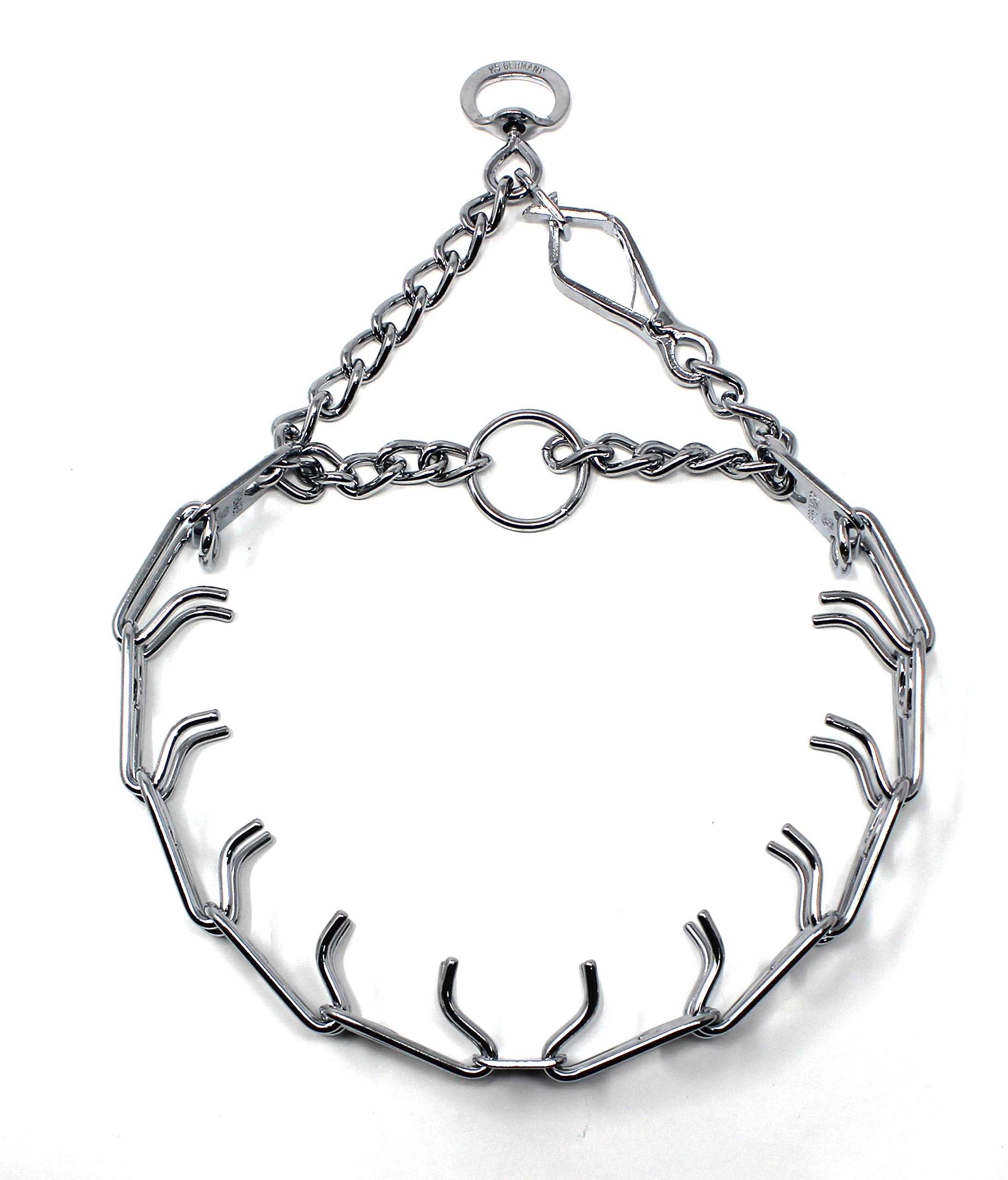 Herm Sprenger prong collar quick-release buckle closeup for easy on-off training sessions.