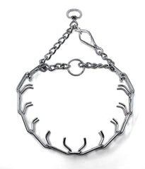 Herm Sprenger prong collar quick-release buckle closeup for easy on-off training sessions.