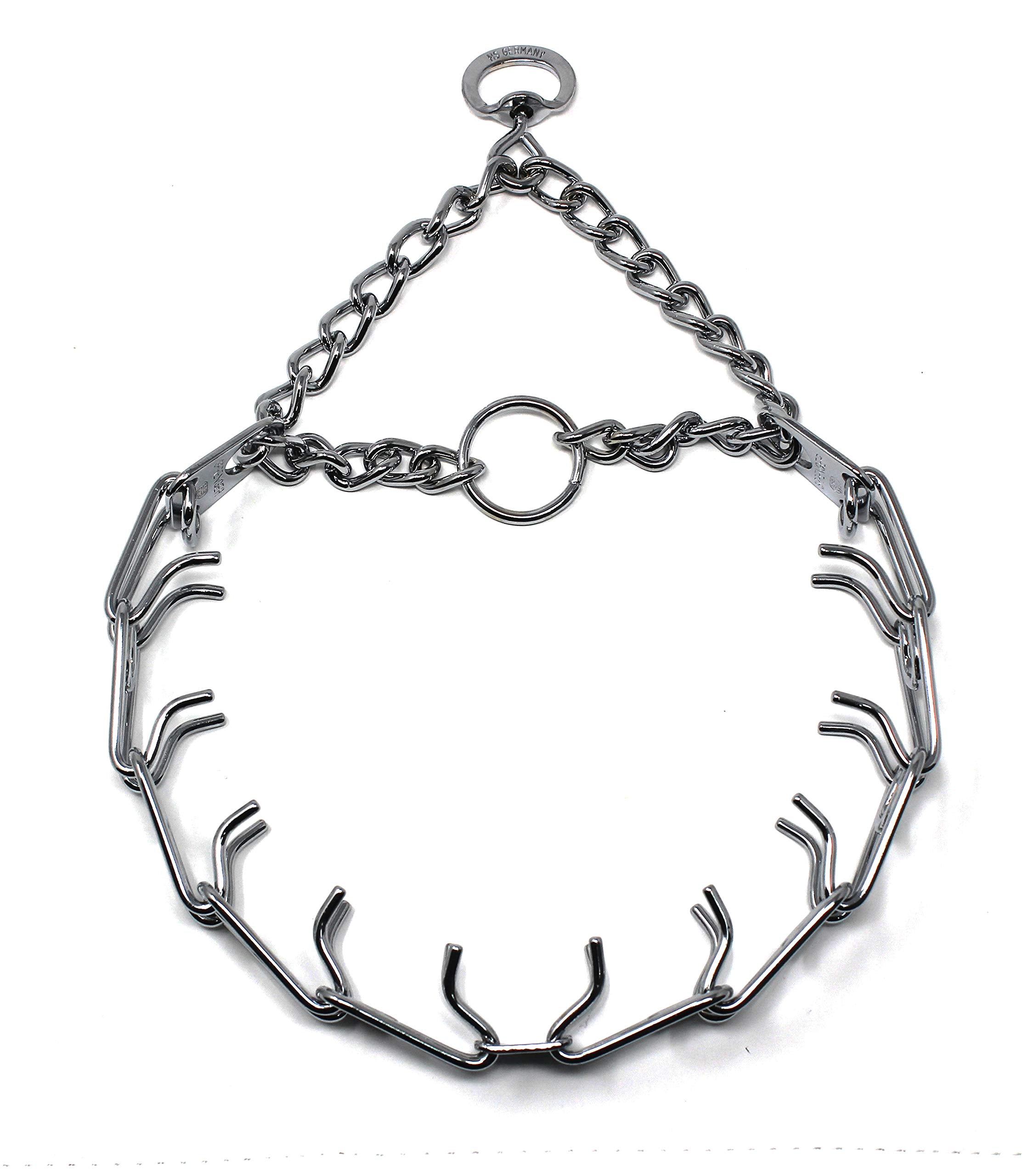 Herm Sprenger prong collar closeup in steel for durable training tool.
