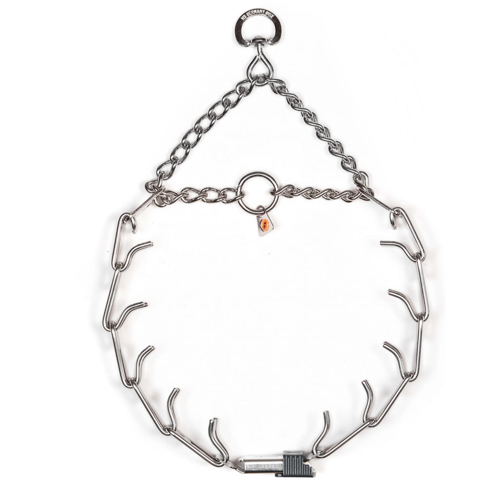 Herm Sprenger removable-links-adjustable allows precise neck-fit customization for dogs up to 15 inches.