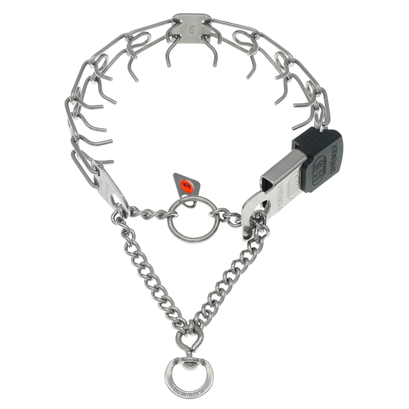 Herm Sprenger swivel D-Ring provides 360-degree leash mobility for tangle-free training sessions